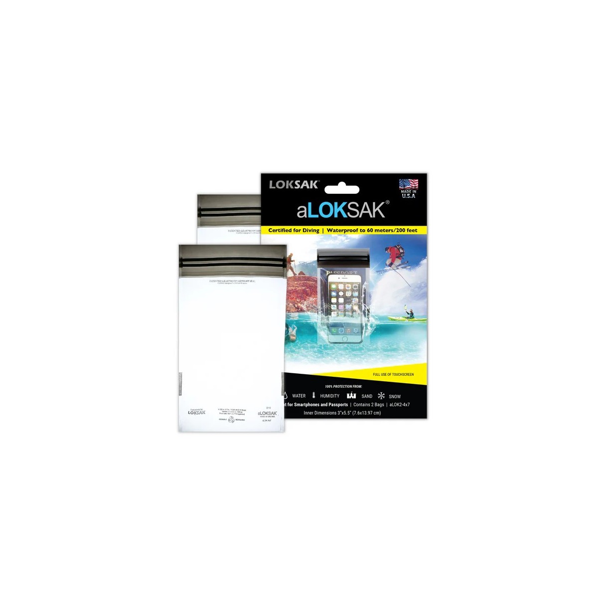 aLOKSAK Waterproof Bag 2 x 4x aLOK2-4x7 waterproof bag electronics and valuables protection holiday